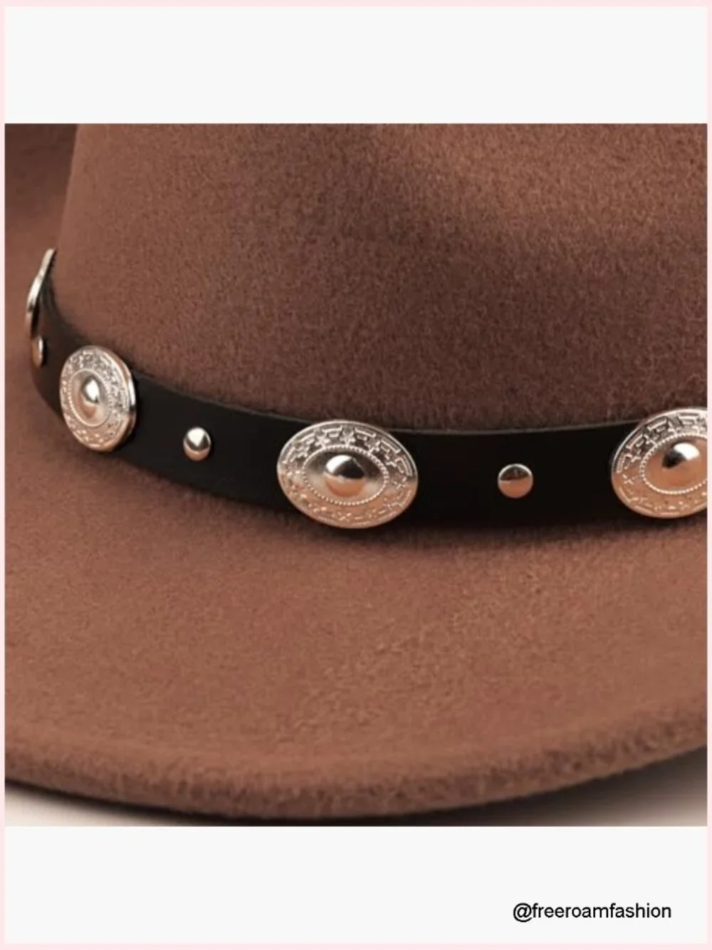 Classic Felt Wide Brim Cowboy Hat with Belt Buckle Unisex